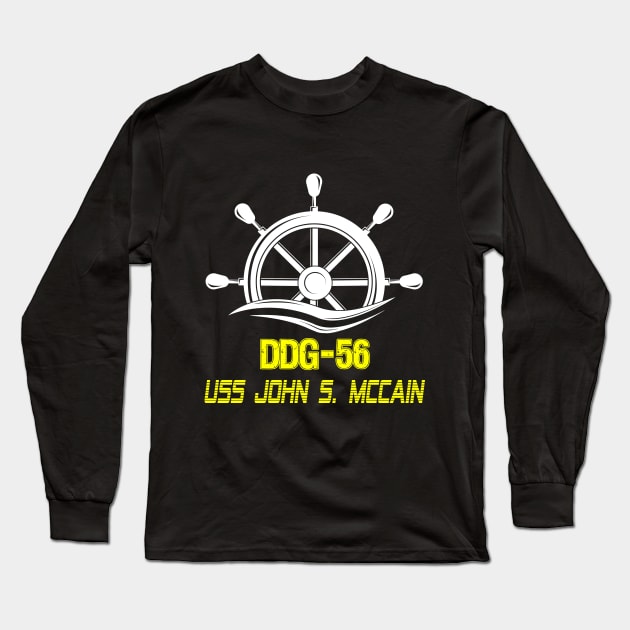 Uss John Mccain DDG 56 Gold Long Sleeve T-Shirt by Javacustoms